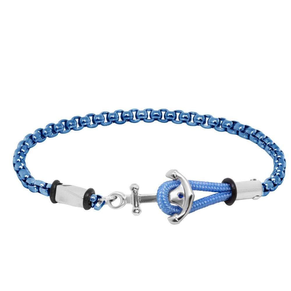 Chimiama Bracciale Acciaio Blu con Ancora