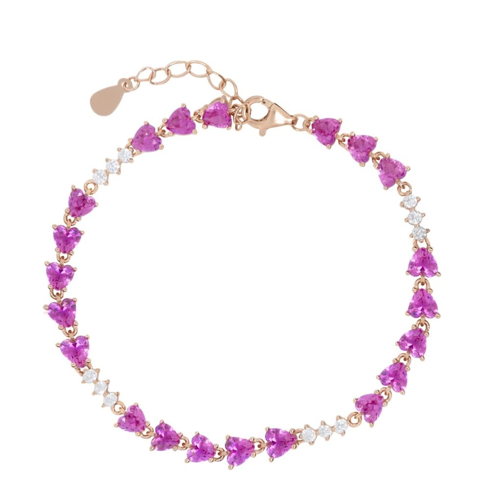 Chimiama Bracciale Argento Rosè e Cuori Kunzite