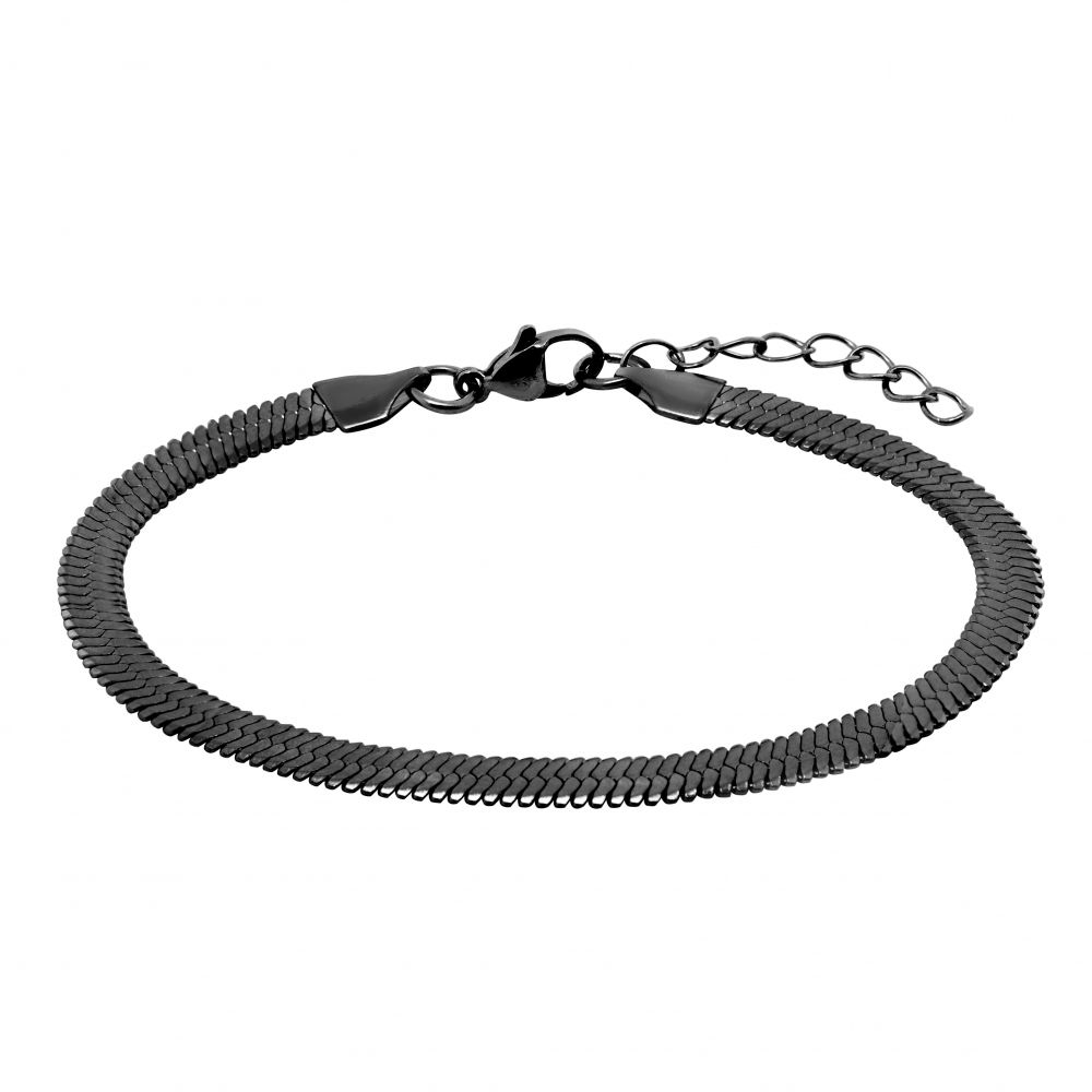 Chimiama Bracciale Acciaio Maglia Piatta Pvd Nero