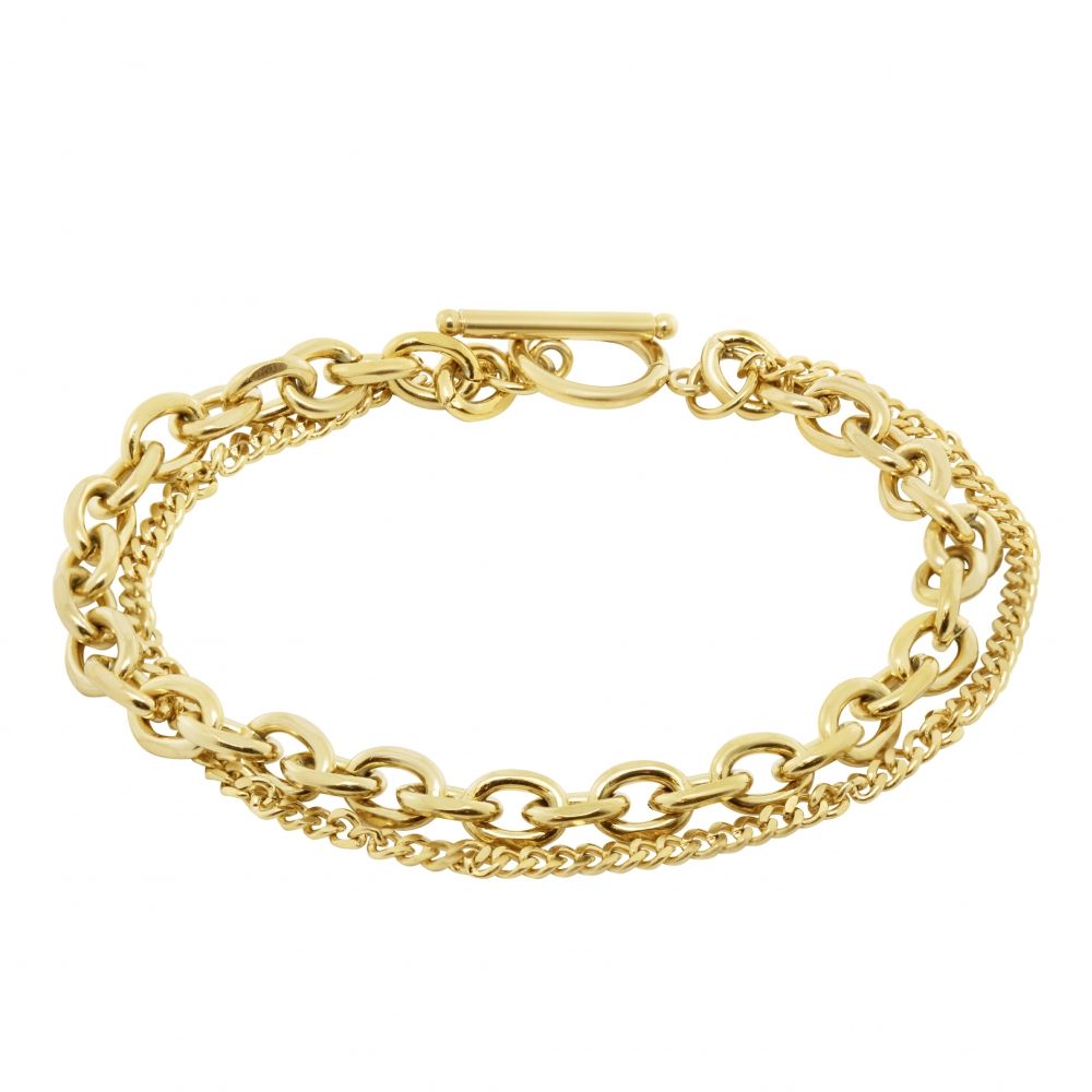 Chimiama Bracciale 2 Fili Acciaio Gold