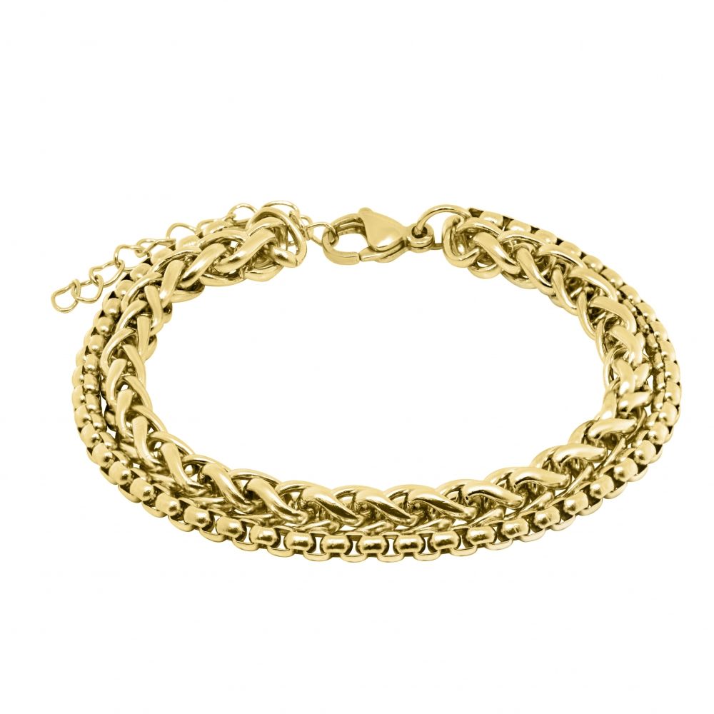 Chimiama Bracciale 2 Fili Acciaio Gold