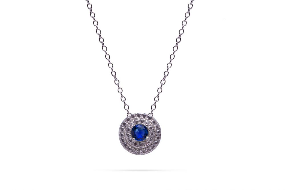 Chimiama Collana Donna Argento Pietra Blu Zirconata