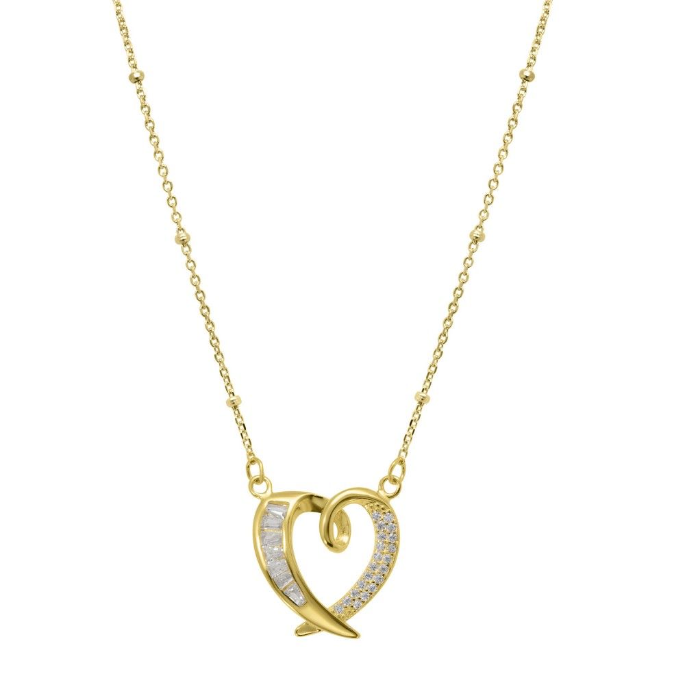 Chimiama Collana Argento Gold Cuore Cristalli Bianchi