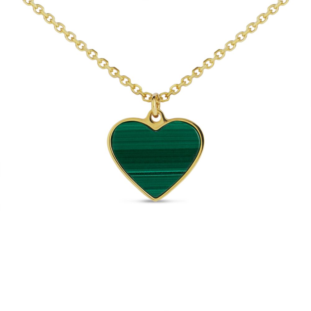 Stroili Collana Oro Giallo 9K Cuore Malachite Beverly