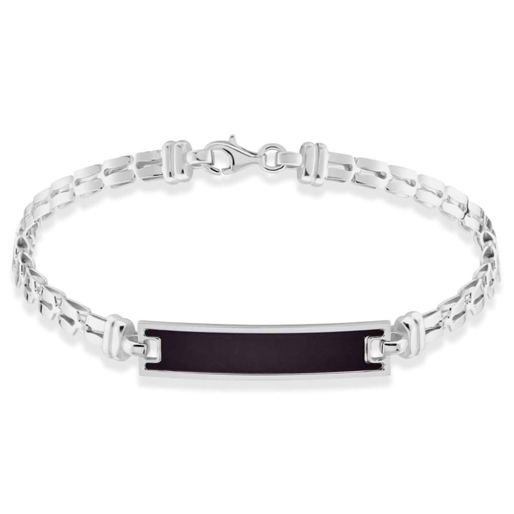 Stroili Bracciale Argento Piastra Nera Gentleman