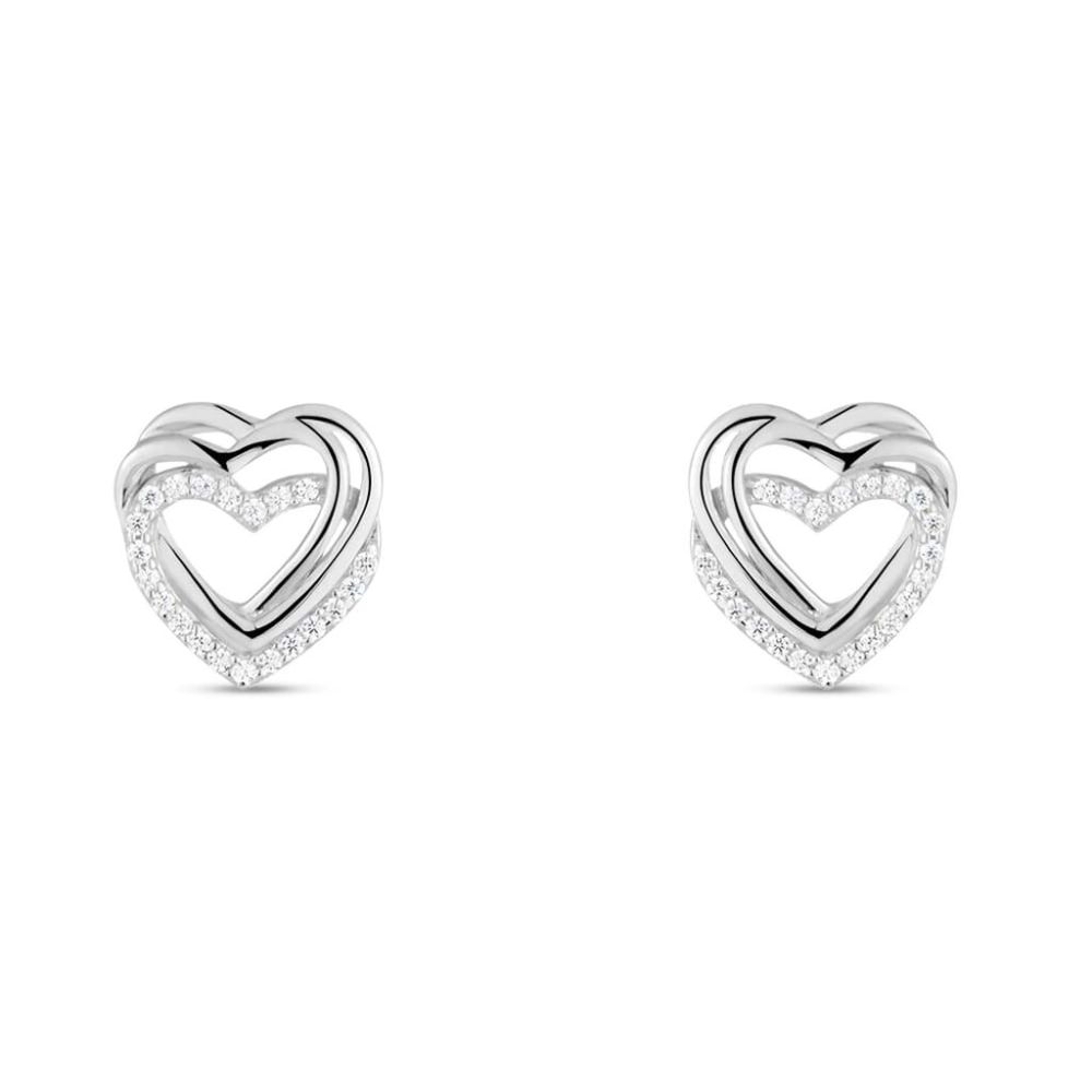 Stroili Orecchini Argento Cuore e Zirconi Silver Shine