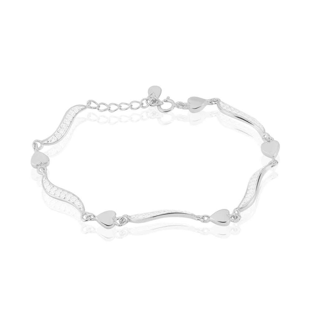 Stroili Bracciale Argento Cuori e Zirconi Silver Shine