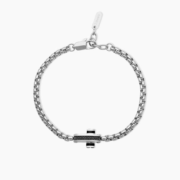 2 Jewels Bracciale Acciaio Croce Zirconi Neri