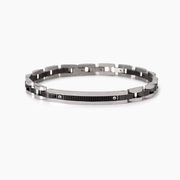 2 Jewels Bracciale Acciaio Pvd Gunmetal e Cristalli