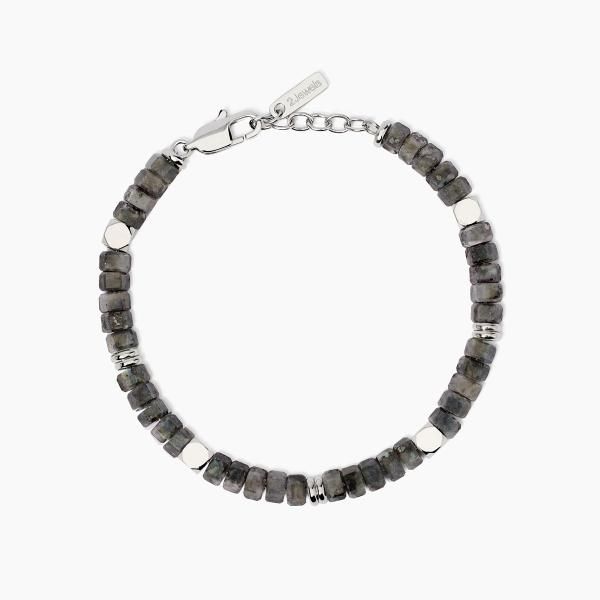 2 Jewels Bracciale Acciaio Cubi Acciaio e Labradorite