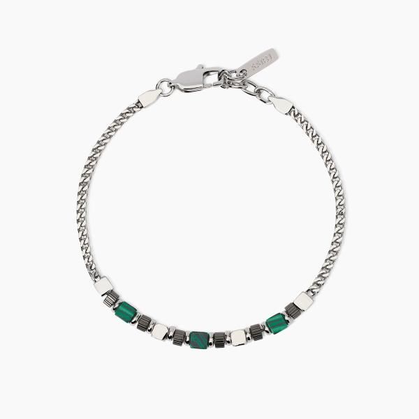 2 Jewels Bracciale Acciaio Cubi Acciaio e Malachite