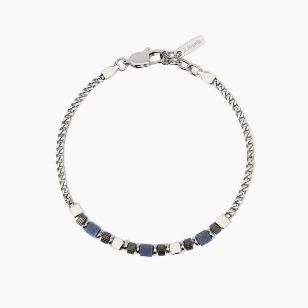 2 Jewels Bracciale Acciaio Cubi Acciaio e Sodalite