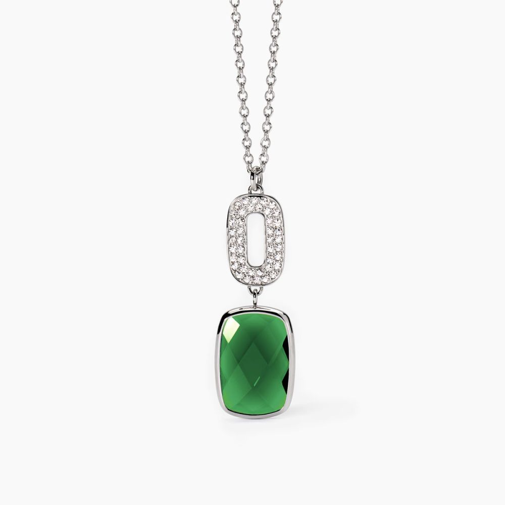 2 Jewels Collana Acciaio e Glass Verde