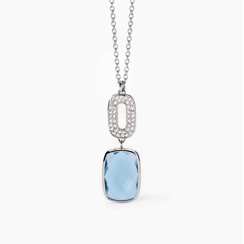 2 Jewels Collana Acciaio e Glass Azzurro