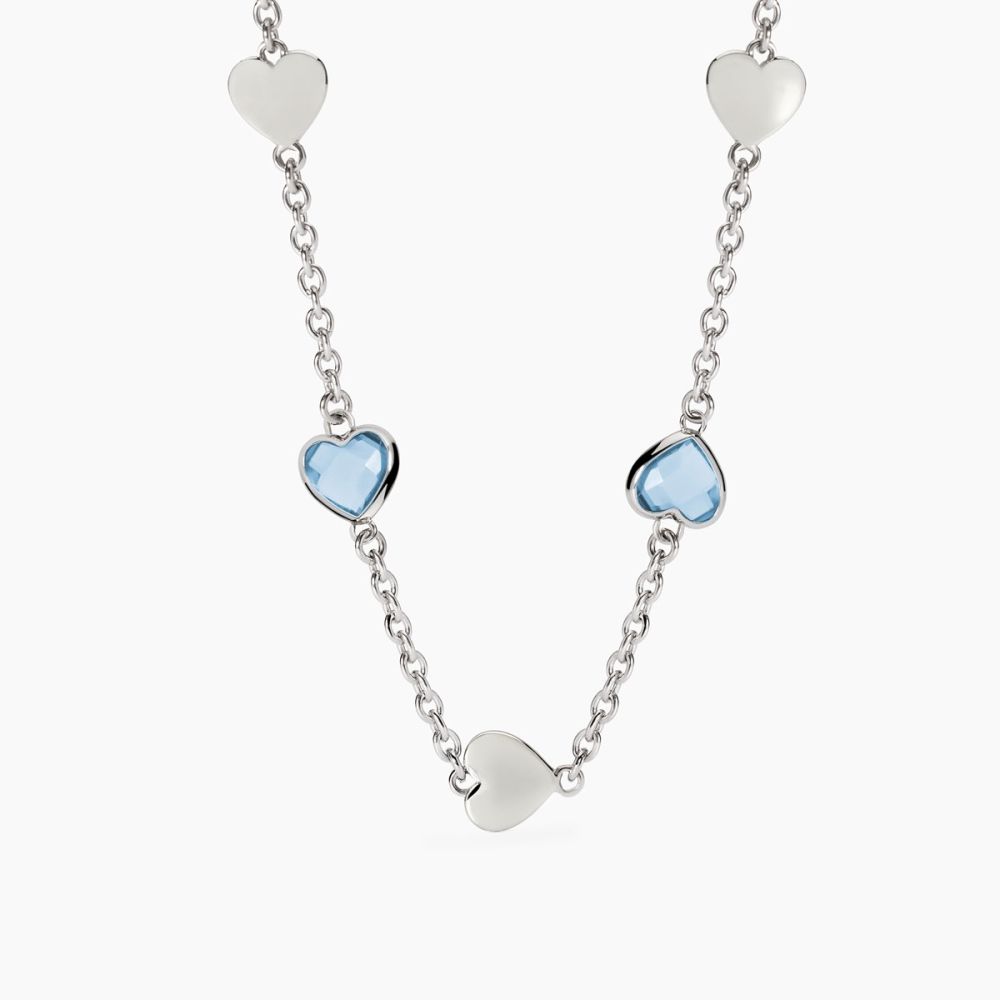 2 Jewels Collana Acciaio Cuori Glass Azzurro