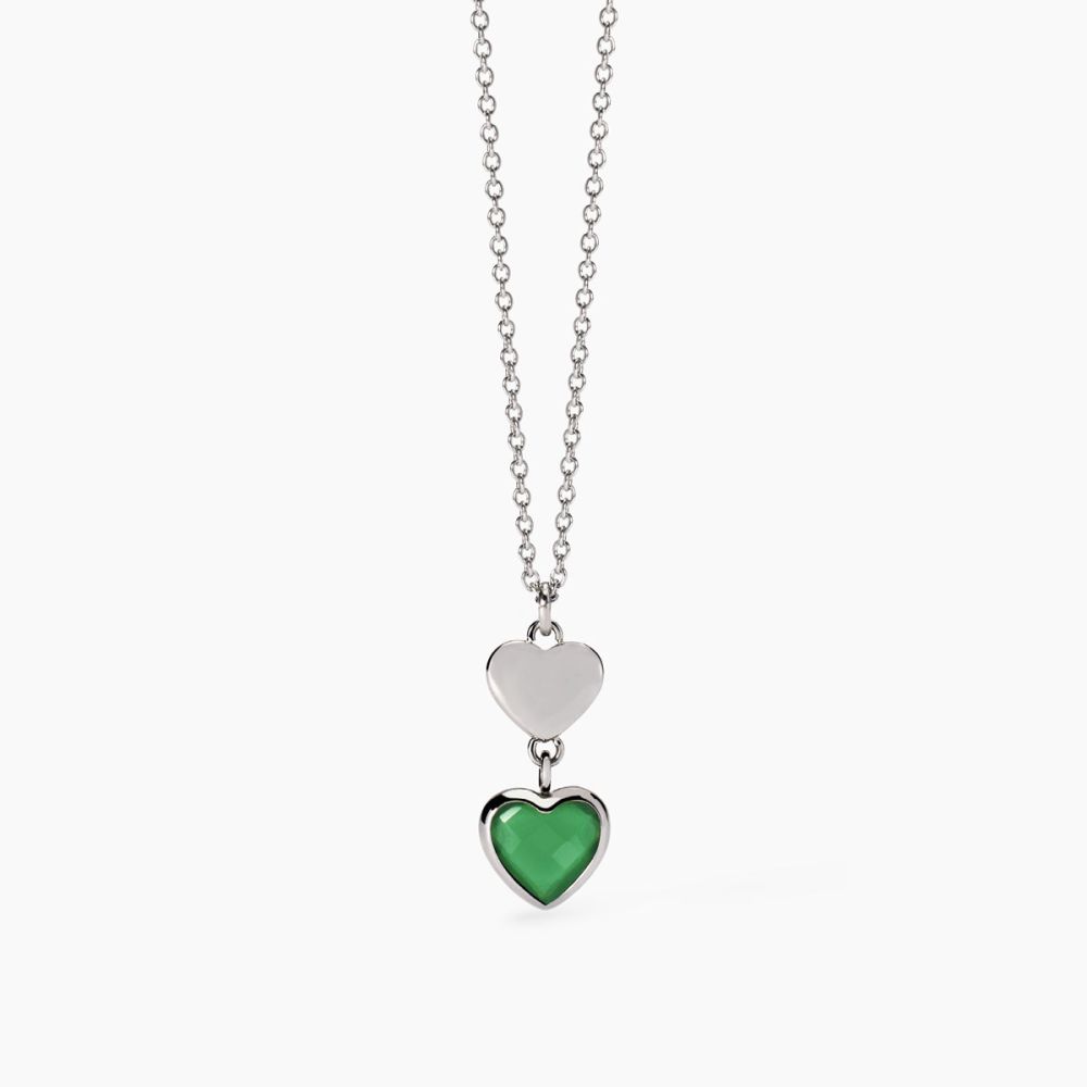 2 Jewels Collana Acciaio Cuori Glass Verde