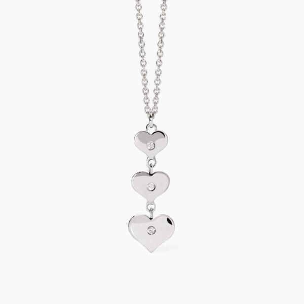 2 Jewels Collana Acciaio 3 CUori Con Zirconi