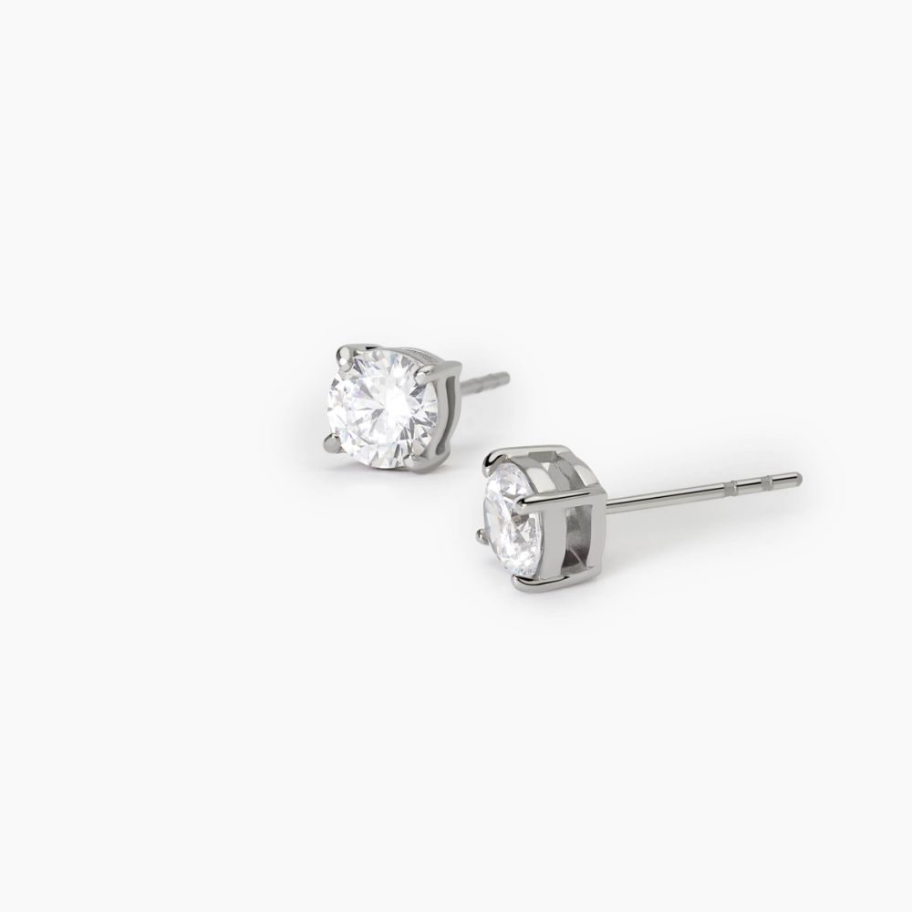 2 Jewels Orecchini Lobo Acciaio Zircone Bianco 6 mm