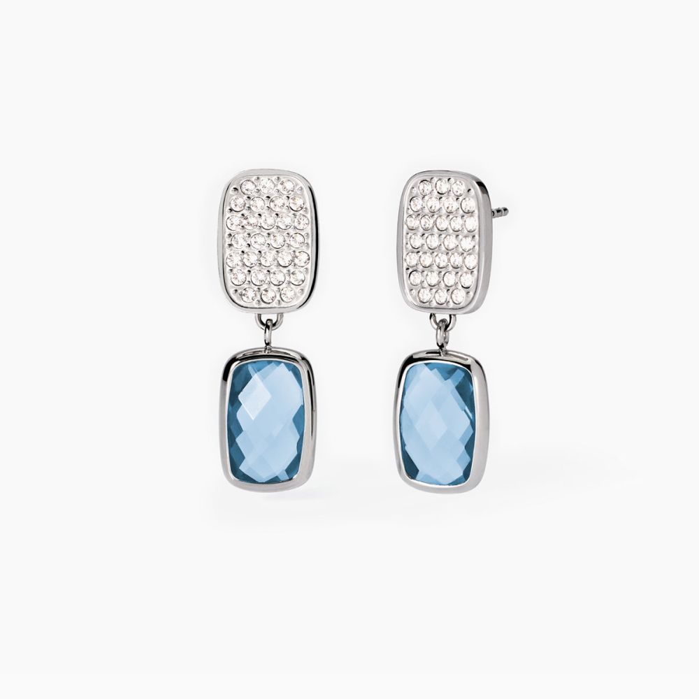 2 Jewels Orecchini Acciaio e Glass Azzurro