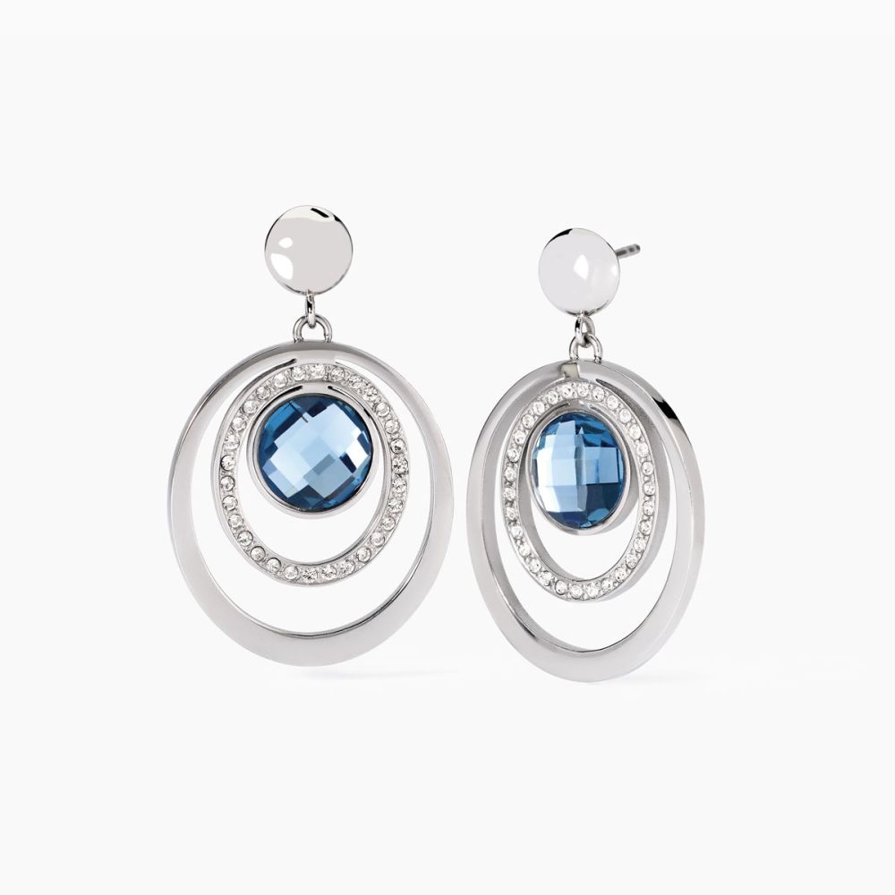 2 Jewels Orecchini Acciaio Ovale e Glass 