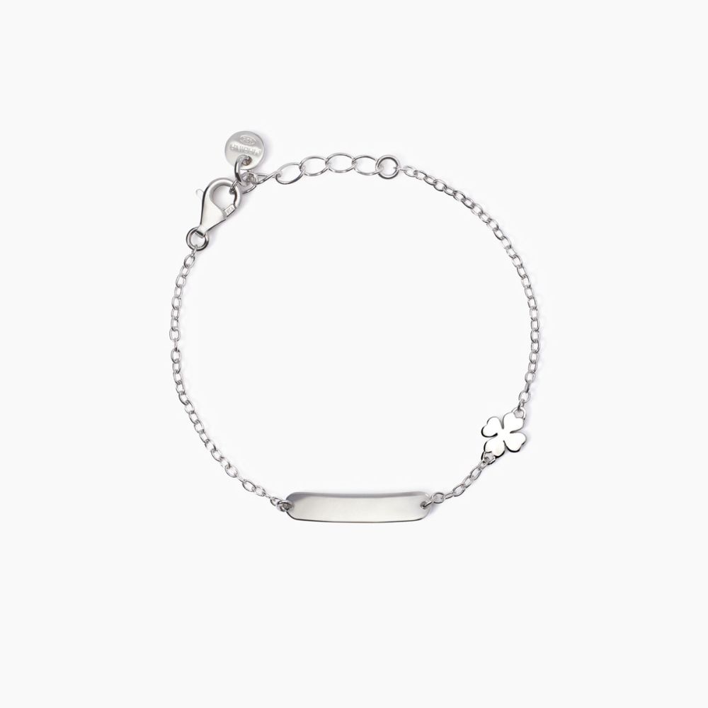 Mabina Bracciale Kids Argento Quadrifoglio e Targhetta