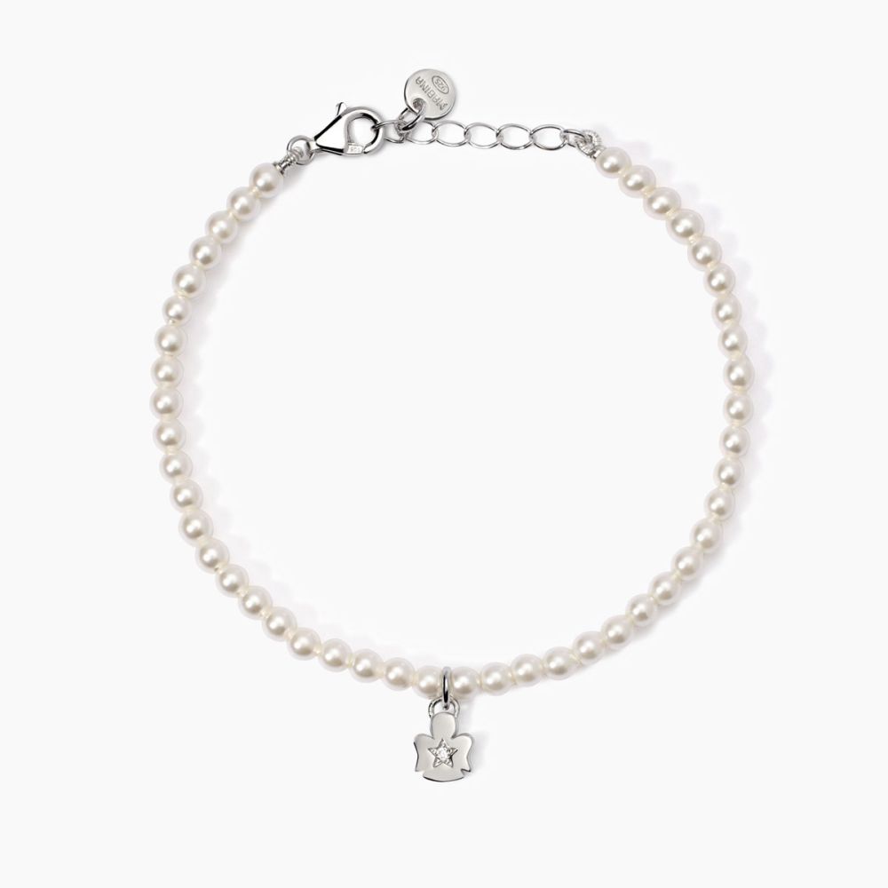 Mabina Bracciale Kids Argento Perle e Angelo