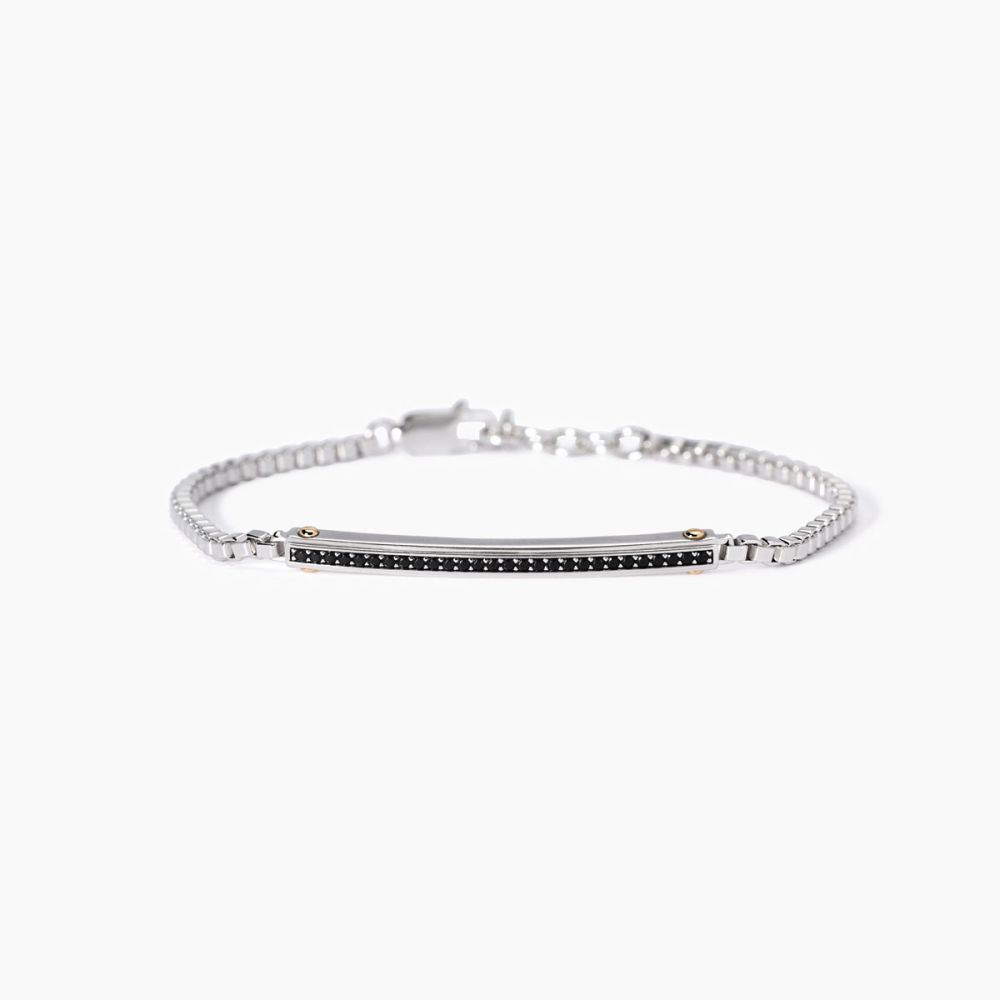 Mabina Bracciale Argento Piastra e Zirconi Neri