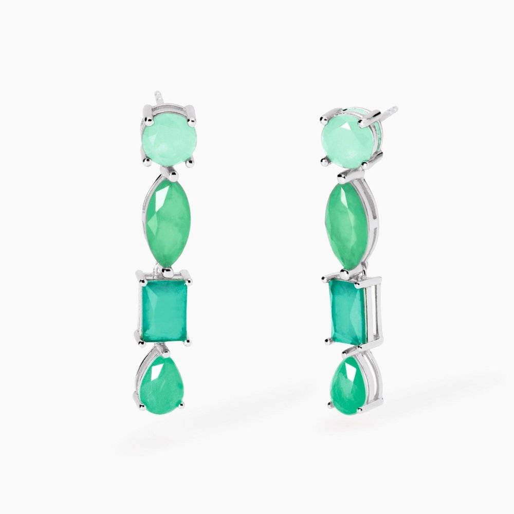 Mabina Orecchini Argento Fusion Stone Glass Verde