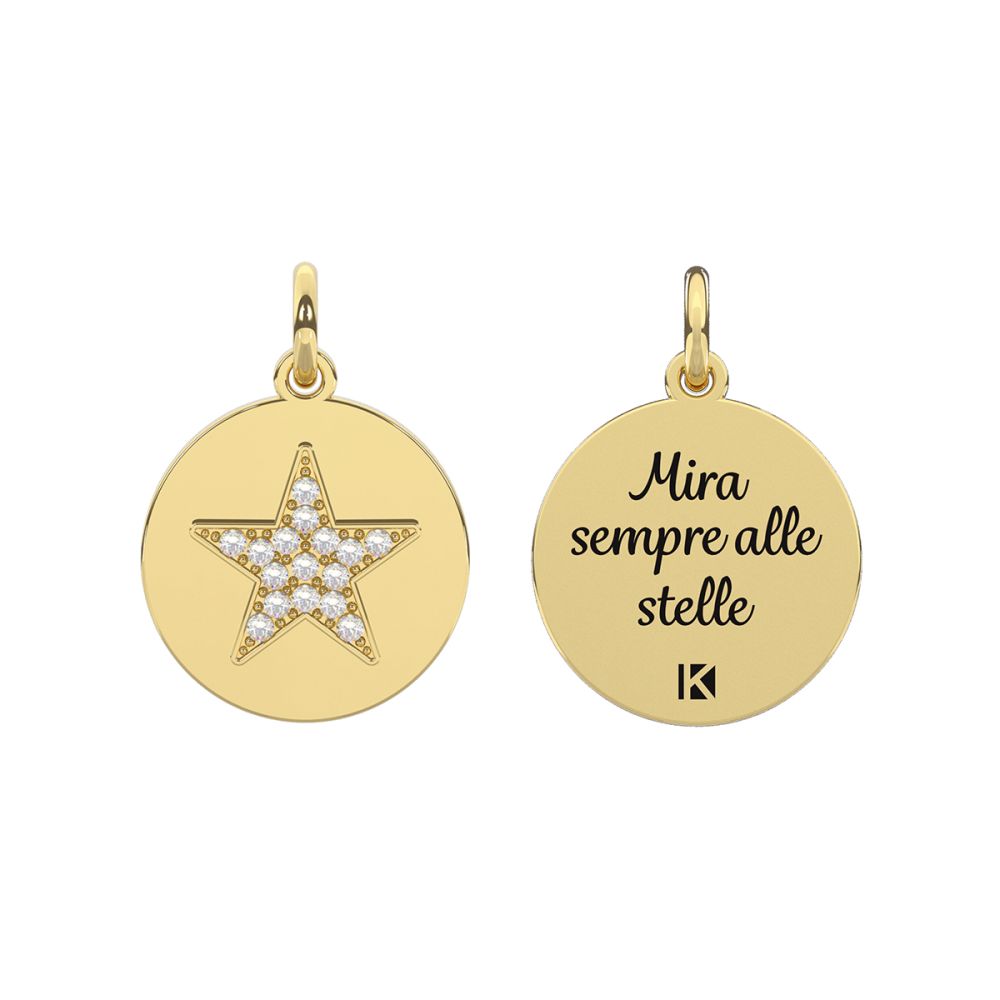 Kidult Ciondolo Acciaio Gold Stella con Cristalli By You