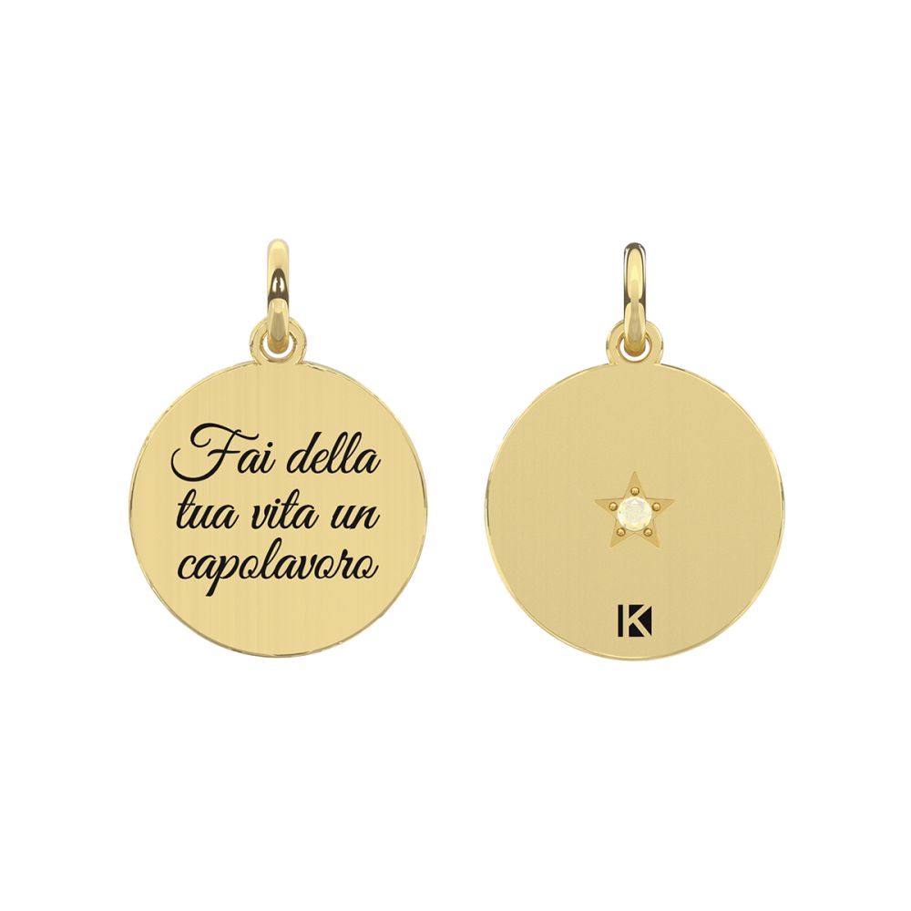 Kidult Ciondolo Acciaio Gold con Cristallo By You