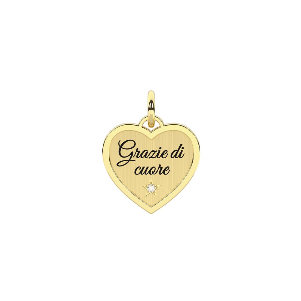 Kidult Ciondolo Acciaio Gold Cuore con Cristallo By You