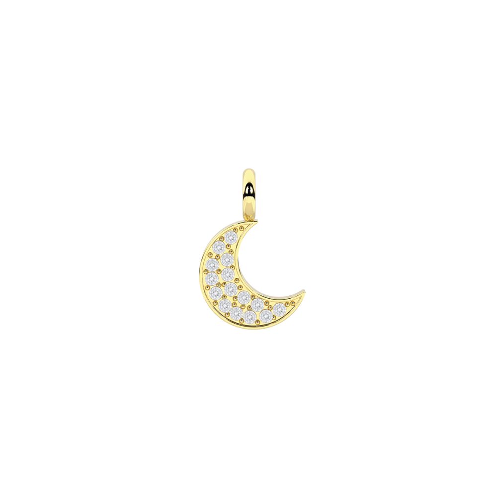 Kidult Ciondolo Acciaio Gold Luna con Cristalli By You