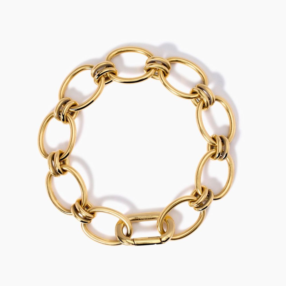 Kidult Bracciale Acciaio Gold Maglie Larghe