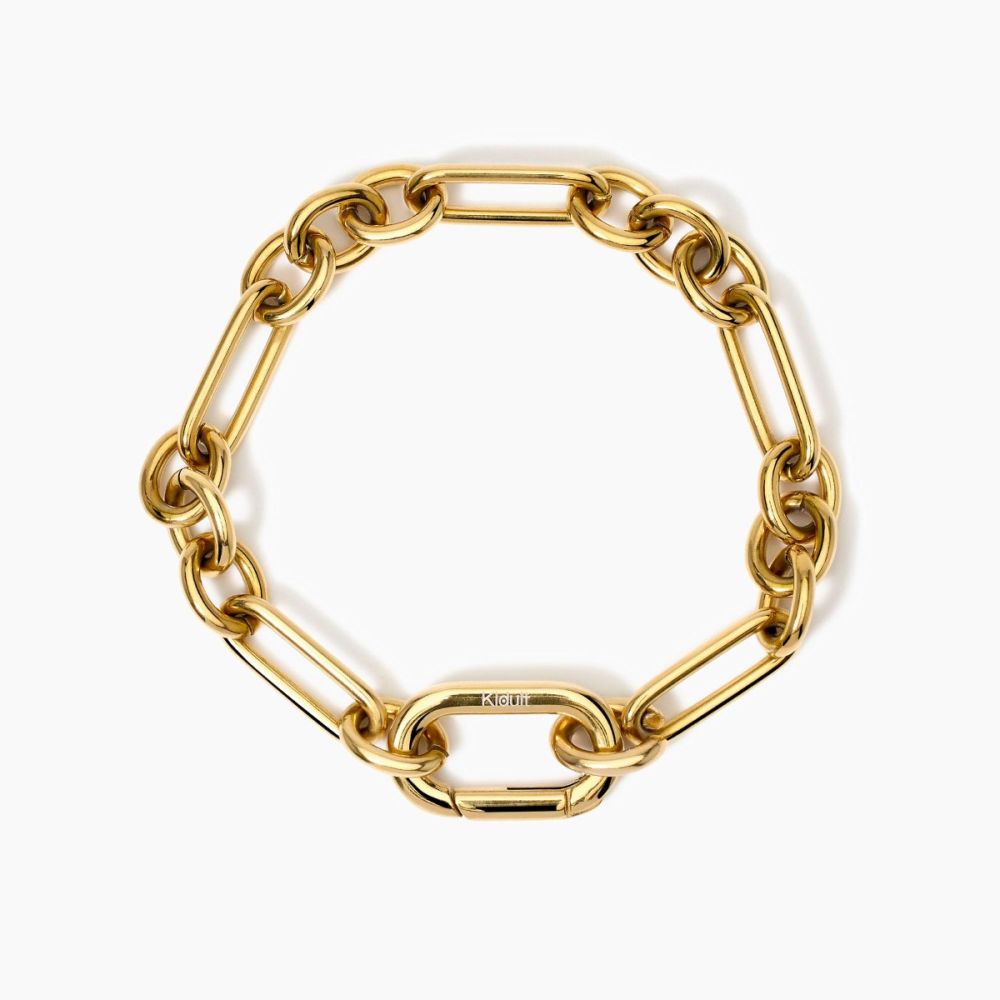 Kidult Bracciale Acciaio Gold Maglie Alternate