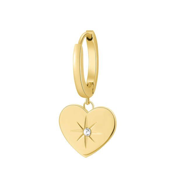 Brosway Mono Orecchino Donna Acciaio Gold Cuore e Cristallo Chakra