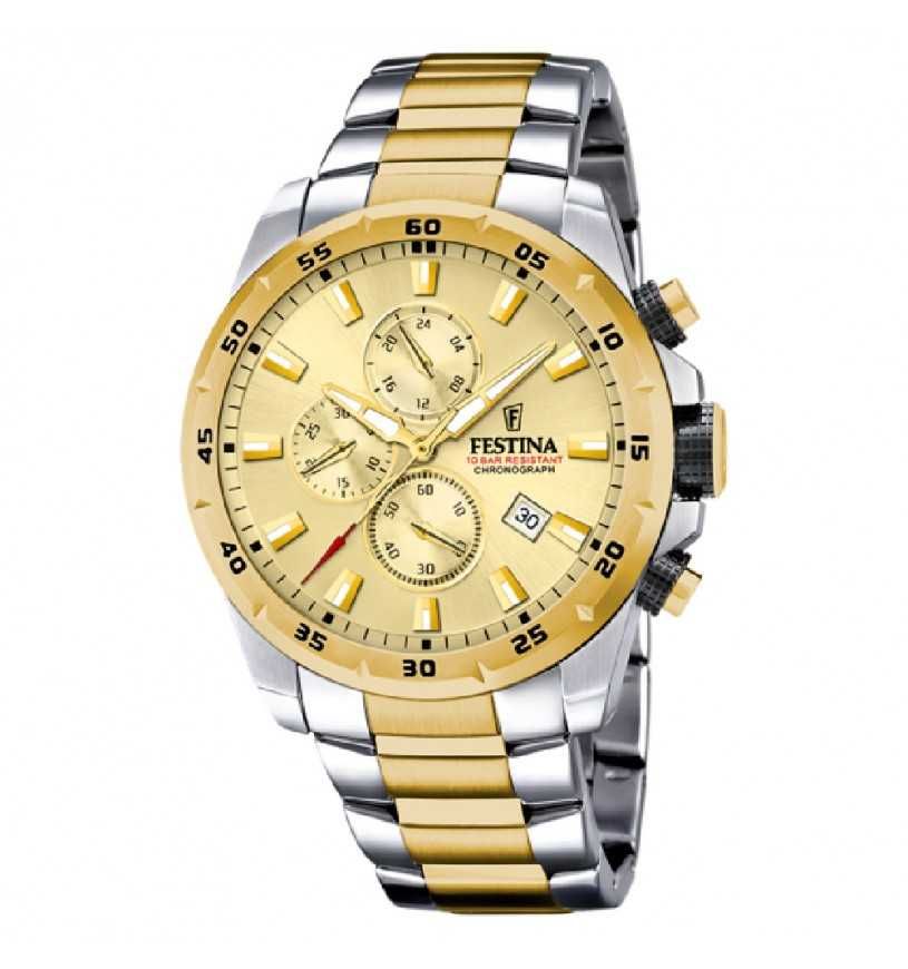 Festina Cronografo Uomo Acciaio Quadrante Gold