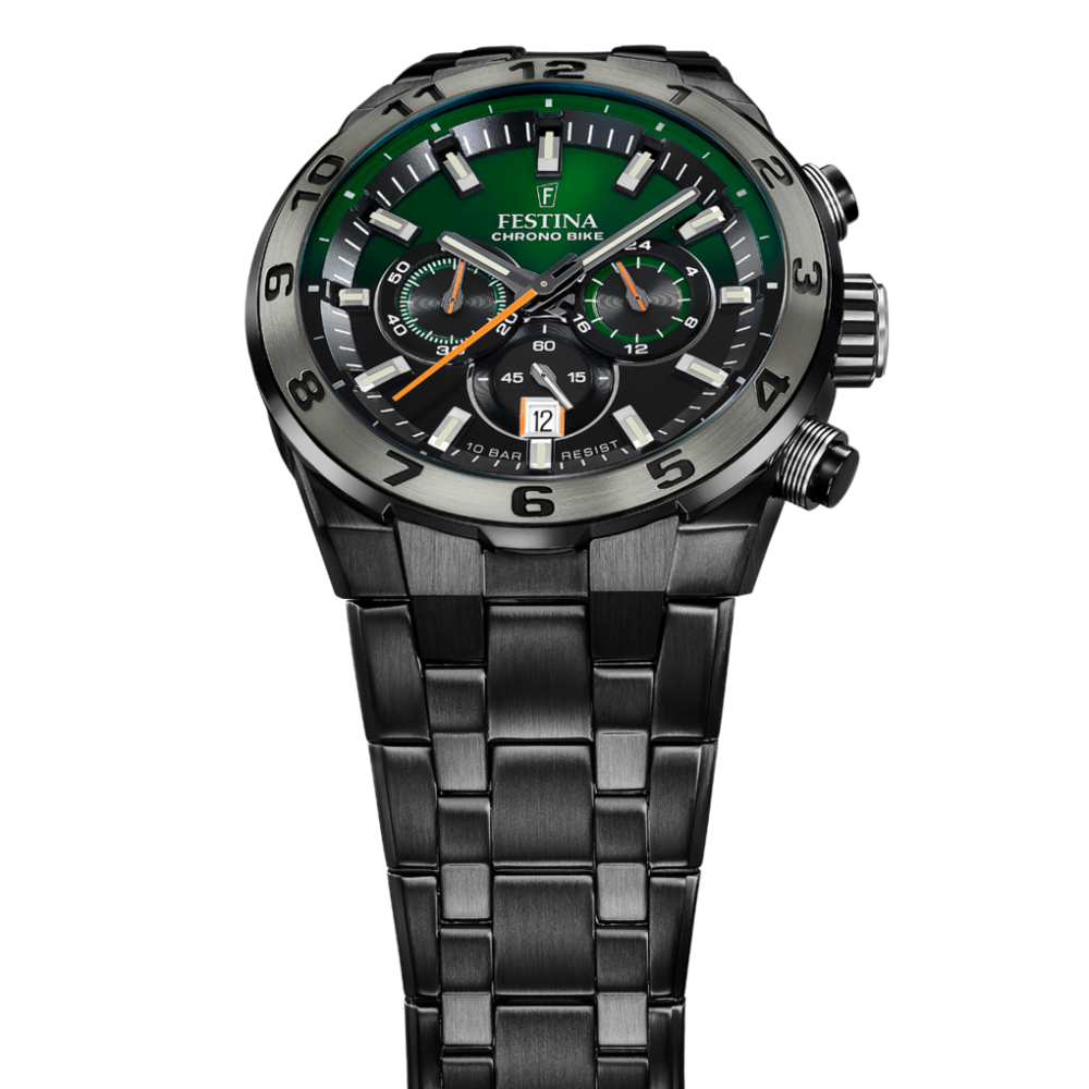 Festina Orologio Cronografo Acciaio Nero Quadrante Verde