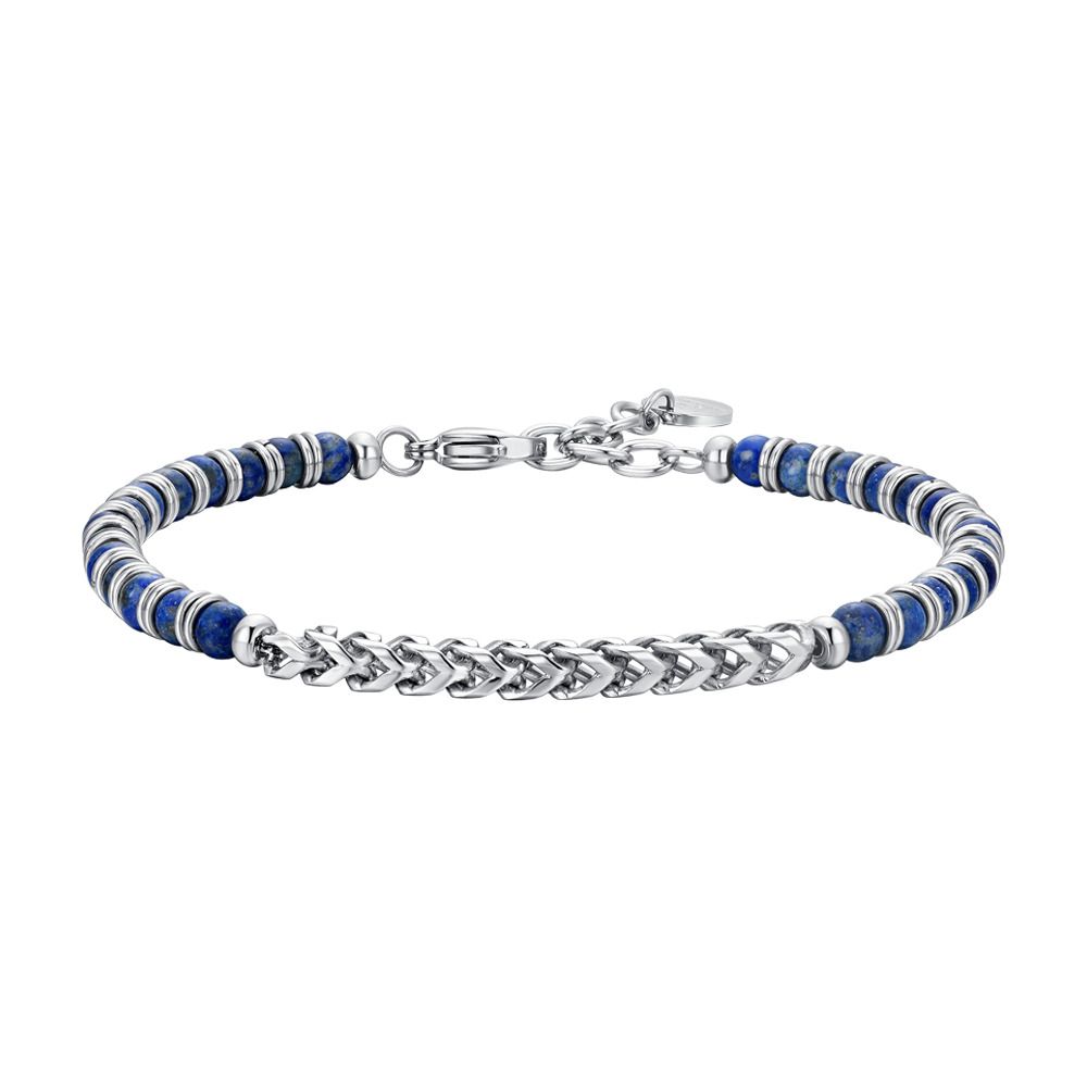 Luca Barra Bracciale Acciaio Pietra Lapis Blu