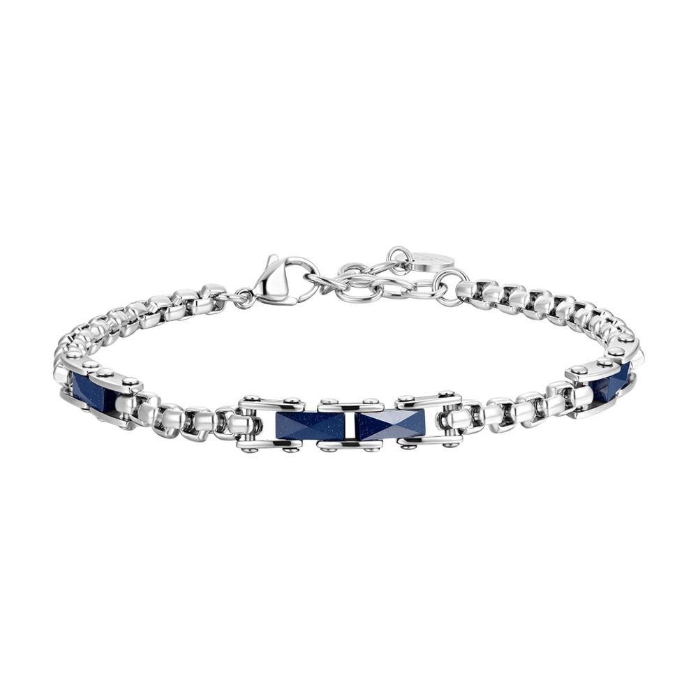 Luca Barra Bracciale Acciaio ed Elementi Ceramica Blu