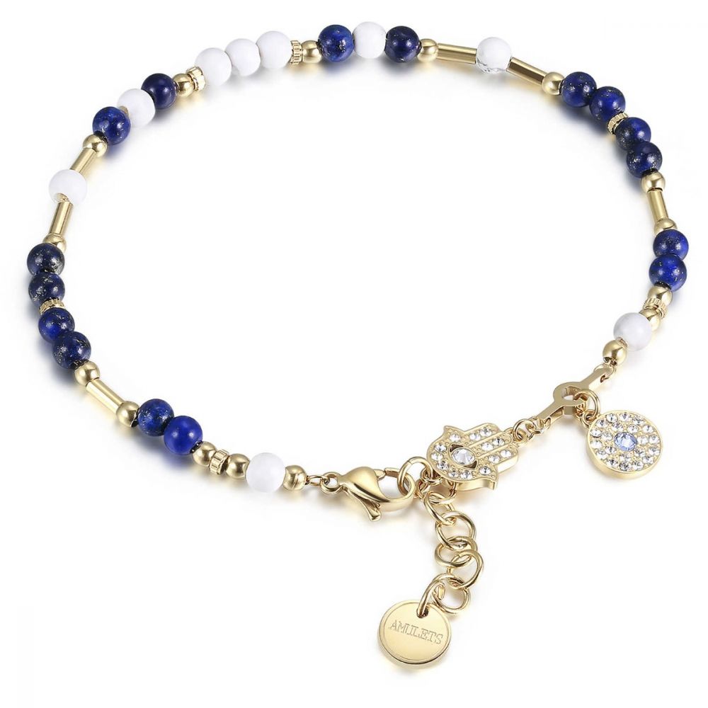 Brosway Cavigliera Acciaio Gold Pietre Blu e Bianche Chakra