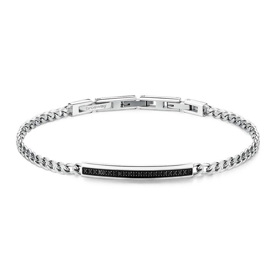 Brosway Bracciale Uomo Acciaio Zirconi Neri