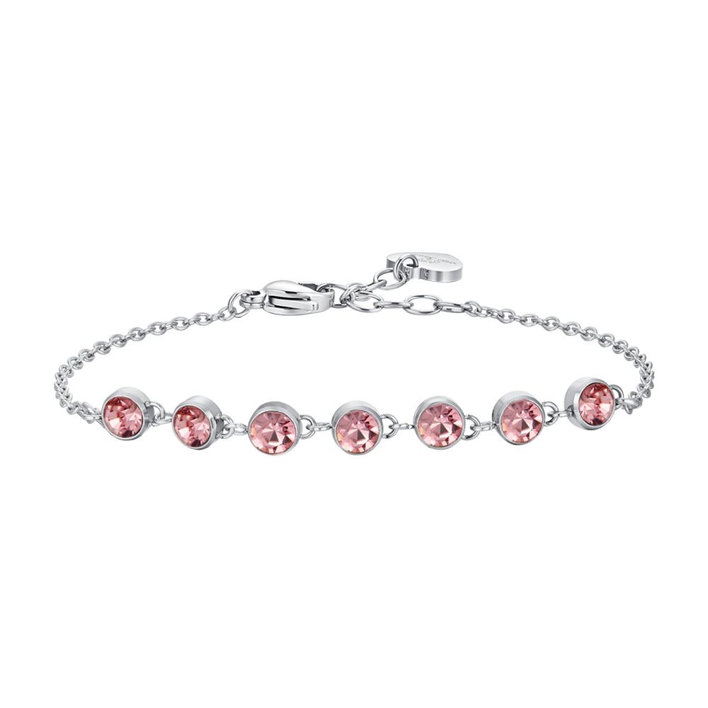 Luca Barra Bracciale Acciaio Cristalli Rosa