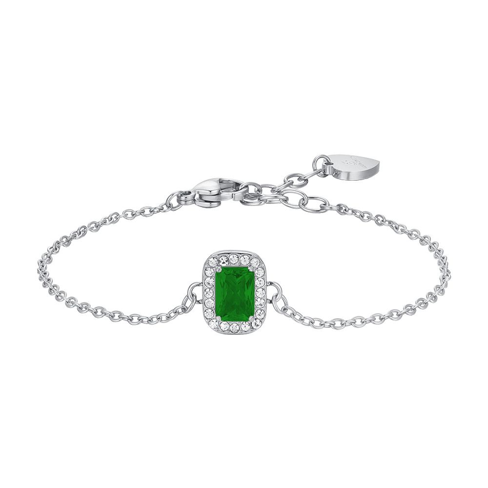  Luca Barra Bracciale Acciaio Cristalli e Zircone Verde