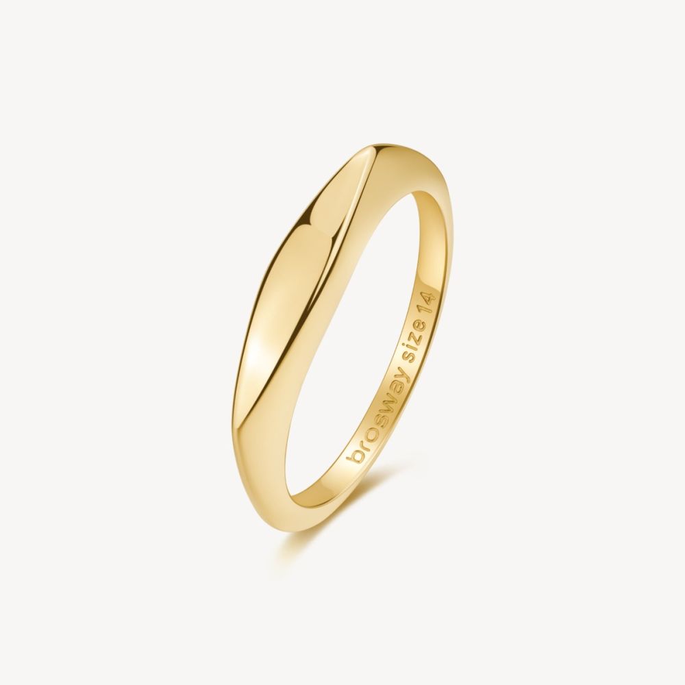 Brosway Anello Sigillo Stretto Acciaio Gold Essential