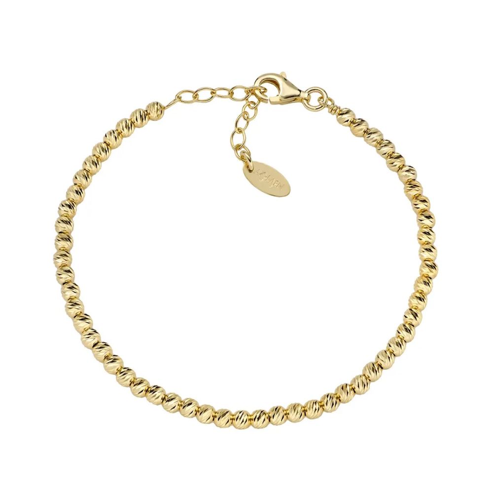 Amen Bracciale Argento Gold Sfere Diamantate