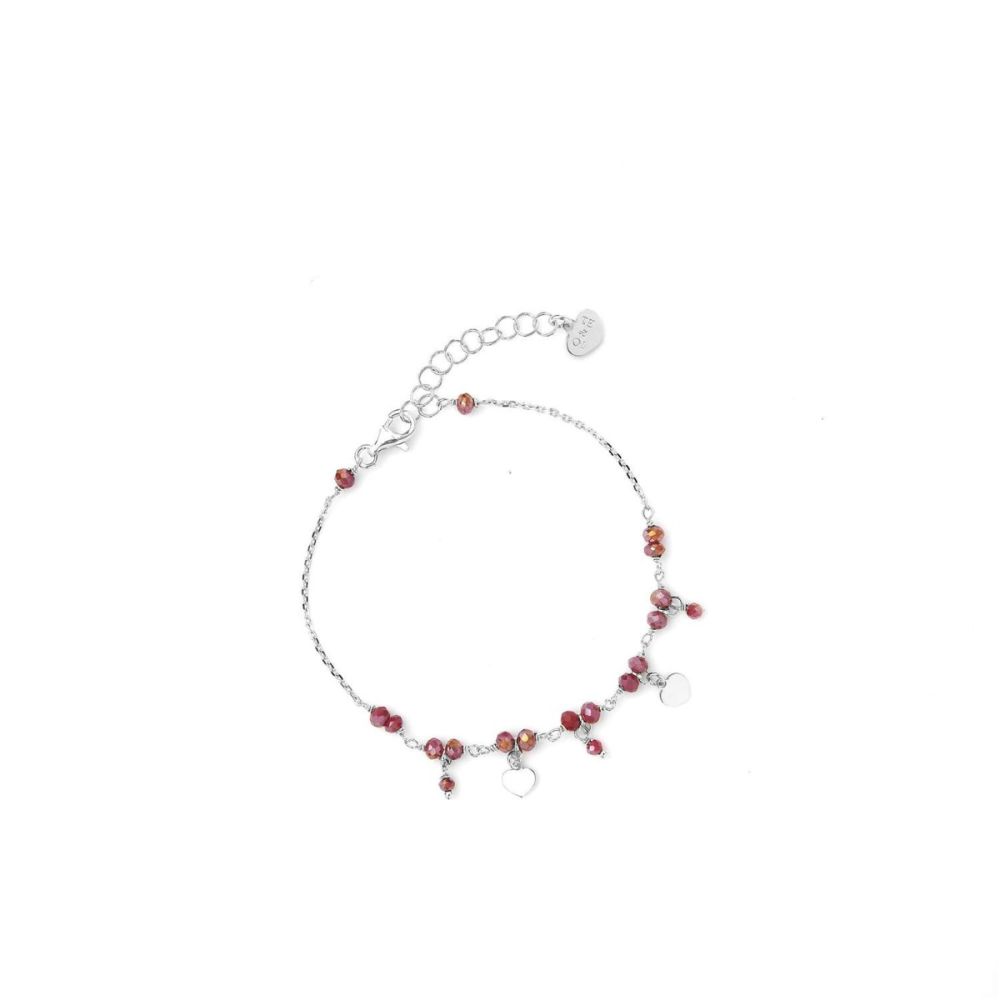 Io & Te Bracciale Argento Cristalli Rossi e Cuori