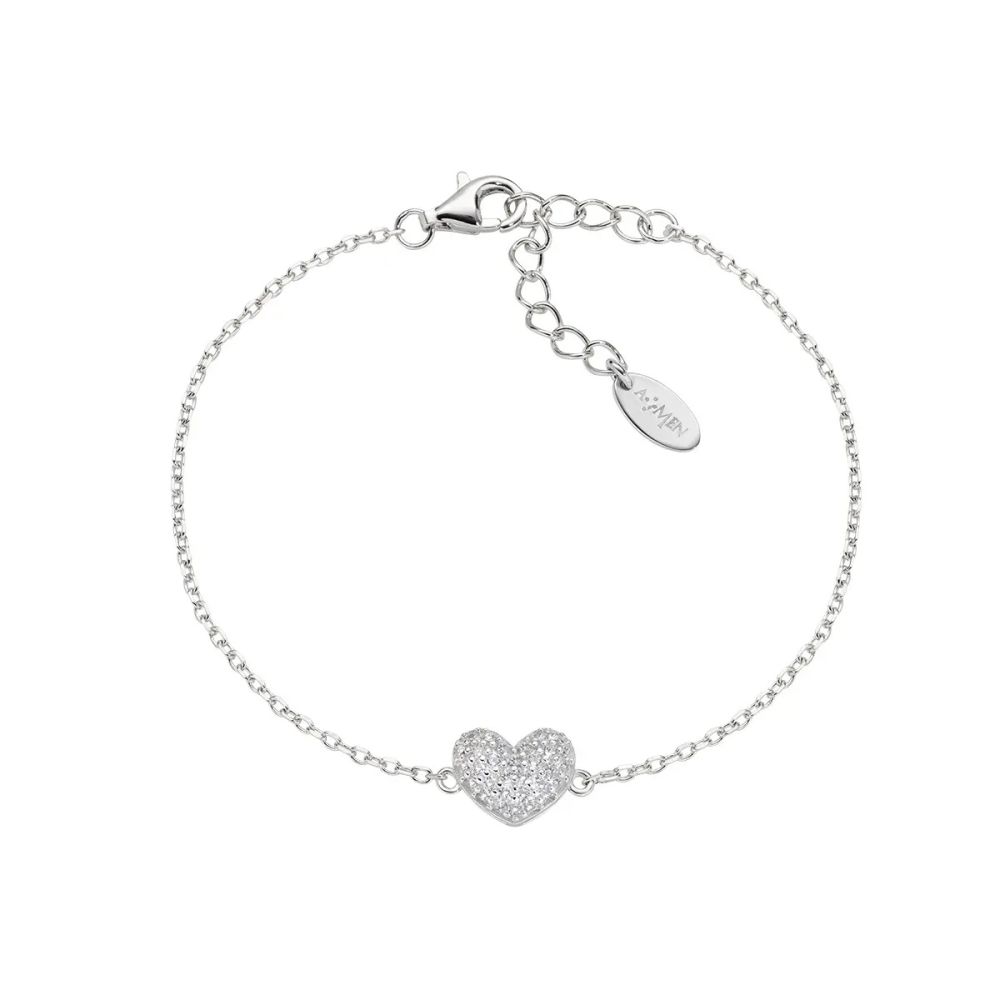 Amen Bracciale Argento con Cuore Zirconato