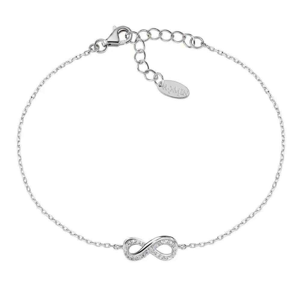 Amen Bracciale Argento con Infinito e Zirconi