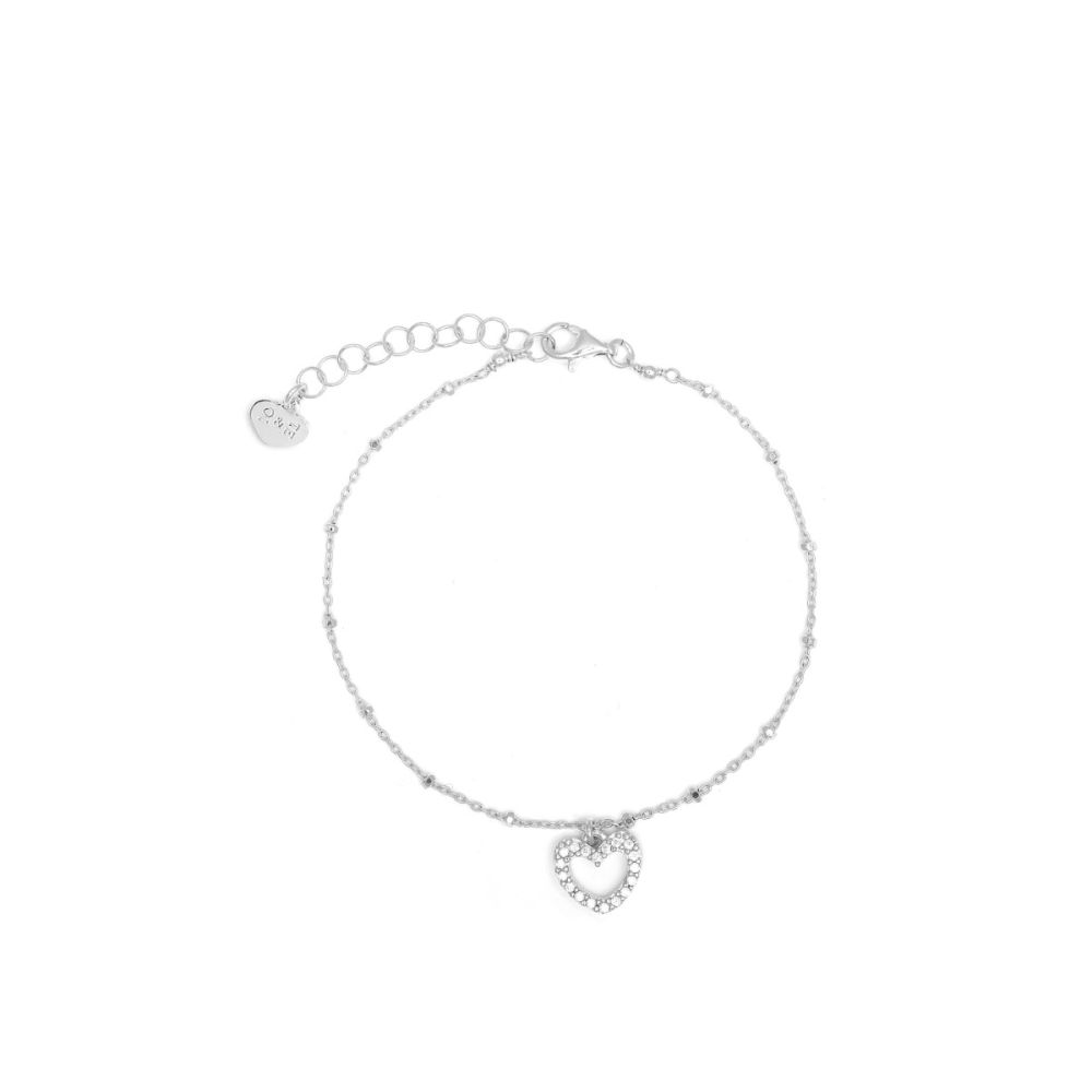 Io & Te Bracciale Argento Rodiato Cuore Zirconato