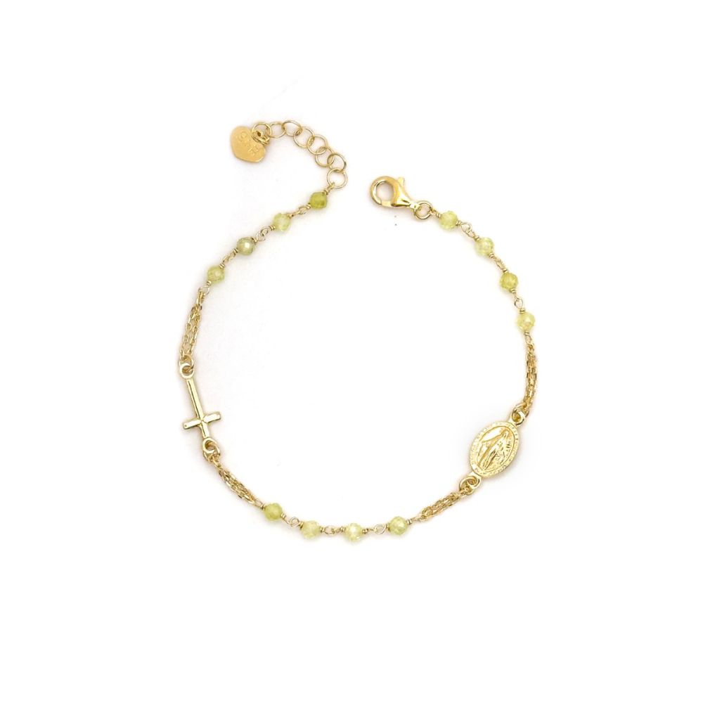 Io & Te Bracciale Rosario Argento Gold Cristalli Verdi